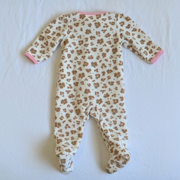 carter's animal print fleece zipper footie sleeper pajamas 3 months baby girl - Picture 7 of 7